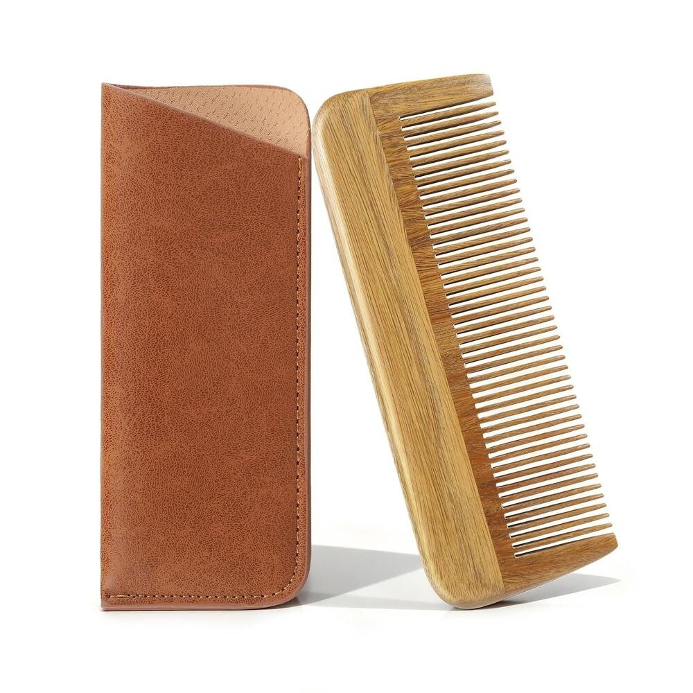 Onedor Men's Handmade Natural Brown Sandalwood Wooden Comb for Hair Beard Short